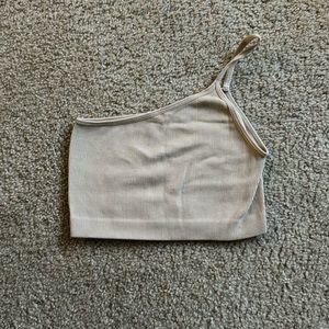 Cotton on light beige, one shoulder crop top tank